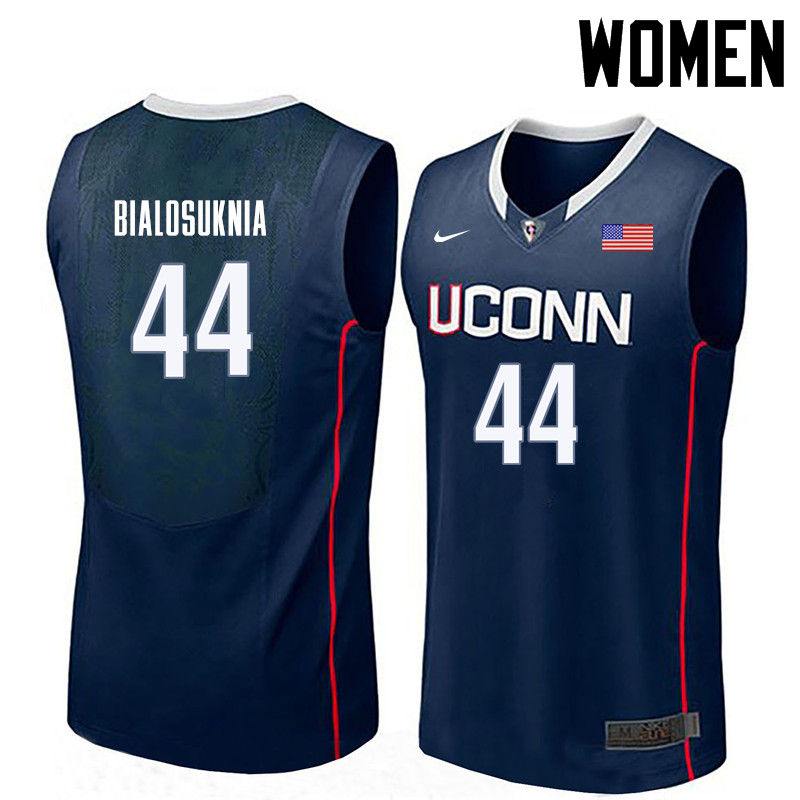 Women Uconn Huskies #44 Wes Bialosuknia College Basketball Jerseys-Navy - Click Image to Close